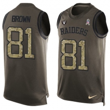 Men's Nike Oakland Raiders #81 Tim Brown Limited Green Salute to Service Tank Top NFL Jersey
