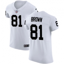 Men's Nike Oakland Raiders #81 Tim Brown White Vapor Untouchable Elite Player NFL Jersey