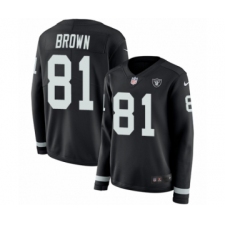 Women's Nike Oakland Raiders #81 Tim Brown Limited Black Therma Long Sleeve NFL Jersey
