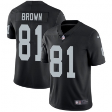 Youth Nike Oakland Raiders #81 Tim Brown Elite Black Team Color NFL Jersey