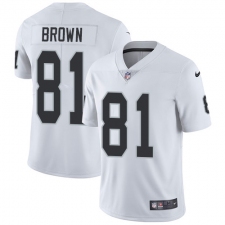 Youth Nike Oakland Raiders #81 Tim Brown Elite White NFL Jersey