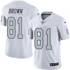 Youth Nike Oakland Raiders #81 Tim Brown Elite White Rush Vapor Untouchable NFL Jersey