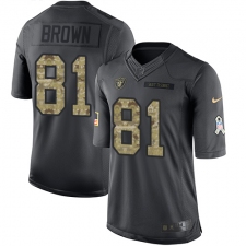 Youth Nike Oakland Raiders #81 Tim Brown Limited Black 2016 Salute to Service NFL Jersey