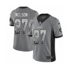 Men's Nike Oakland Raiders #27 Reggie Nelson Limited Gray Rush Drift Fashion NFL Jersey