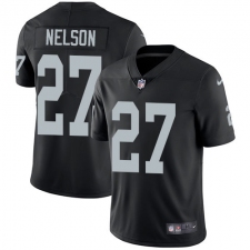 Youth Nike Oakland Raiders #27 Reggie Nelson Elite Black Team Color NFL Jersey