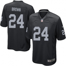 Men's Nike Oakland Raiders #24 Willie Brown Game Black Team Color NFL Jersey