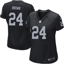 Women's Nike Oakland Raiders #24 Willie Brown Game Black Team Color NFL Jersey