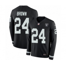 Youth Nike Oakland Raiders #24 Willie Brown Limited Black Therma Long Sleeve NFL Jersey