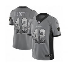 Men's Nike Oakland Raiders #42 Ronnie Lott Limited Gray Rush Drift Fashion NFL Jersey