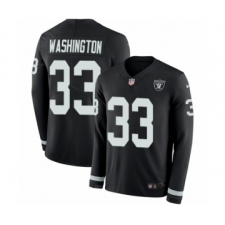 Men's Nike Oakland Raiders #33 DeAndre Washington Limited Black Therma Long Sleeve NFL Jersey