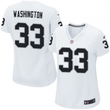 Women's Nike Oakland Raiders #33 DeAndre Washington Game White NFL Jersey