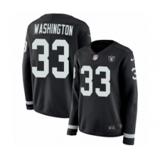 Women's Nike Oakland Raiders #33 DeAndre Washington Limited Black Therma Long Sleeve NFL Jersey
