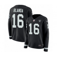 Women's Nike Oakland Raiders #16 George Blanda Limited Black Therma Long Sleeve NFL Jersey