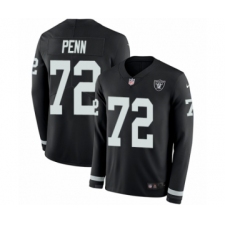 Youth Nike Oakland Raiders #72 Donald Penn Limited Black Therma Long Sleeve NFL Jersey