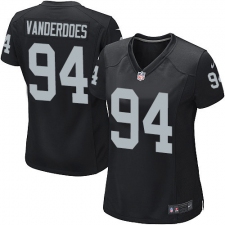 Women's Nike Oakland Raiders #94 Eddie Vanderdoes Game Black Team Color NFL Jersey