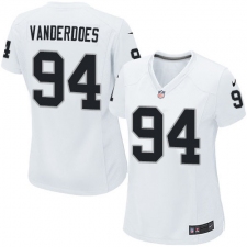 Women's Nike Oakland Raiders #94 Eddie Vanderdoes Game White NFL Jersey
