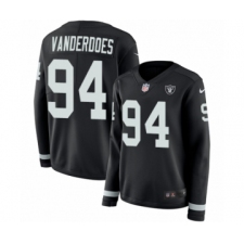 Women's Nike Oakland Raiders #94 Eddie Vanderdoes Limited Black Therma Long Sleeve NFL Jersey