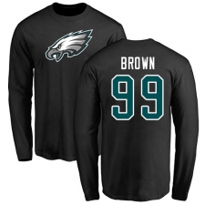 Nike Philadelphia Eagles #99 Jerome Brown Black Name & Number Logo Long Sleeve T-Shirt