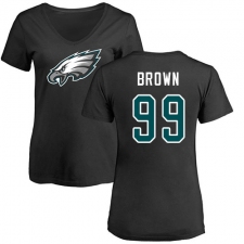Women's Nike Philadelphia Eagles #99 Jerome Brown Black Name & Number Logo Slim Fit T-Shirt