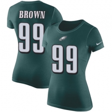 Women's Nike Philadelphia Eagles #99 Jerome Brown Green Rush Pride Name & Number T-Shirt