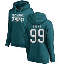 Women's Nike Philadelphia Eagles #99 Jerome Brown Green Super Bowl LII Champions Pullover Hoodie
