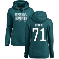 Women's Nike Philadelphia Eagles #71 Jason Peters Green Super Bowl LII Champions Pullover Hoodie