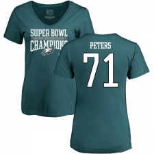 Women's Nike Philadelphia Eagles #71 Jason Peters Green Super Bowl LII Champions V-Neck T-Shirt