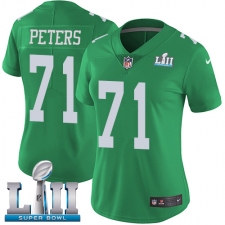 Women's Nike Philadelphia Eagles #71 Jason Peters Limited Green Rush Vapor Untouchable Super Bowl LII NFL Jersey
