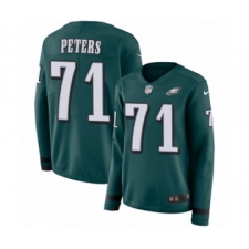 Women's Nike Philadelphia Eagles #71 Jason Peters Limited Green Therma Long Sleeve NFL Jersey