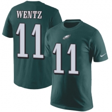 Nike Philadelphia Eagles #11 Carson Wentz Green Rush Pride Name & Number T-Shirt