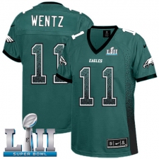 Women's Nike Philadelphia Eagles #11 Carson Wentz Elite Midnight Green Drift Fashion Super Bowl LII NFL Jersey