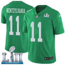 Youth Nike Philadelphia Eagles #11 Carson Wentz Limited Green Rush Vapor Untouchable Wentzylvania Super Bowl LII NFL Jersey