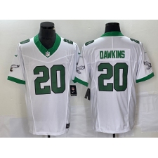 Men's Nike Philadelphia Eagles #20 Brian Dawkins White 2023 F.U.S.E. Vapor Limited Throwback Stitched Football Jersey