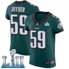 Men's Nike Philadelphia Eagles #59 Seth Joyner Midnight Green Team Color Vapor Untouchable Elite Player Super Bowl LII NFL Jersey