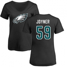 Women's Nike Philadelphia Eagles #59 Seth Joyner Black Name & Number Logo Slim Fit T-Shirt