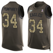 Men's Nike Philadelphia Eagles #34 Donnel Pumphrey Limited Green Salute to Service Tank Top NFL Jersey