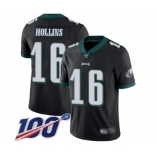 Men's Philadelphia Eagles #16 Mack Hollins Black Alternate Vapor Untouchable Limited Player 100th Season Football Jersey