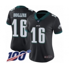 Women's Philadelphia Eagles #16 Mack Hollins Black Alternate Vapor Untouchable Limited Player 100th Season Football Jersey