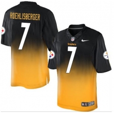Men's Nike Pittsburgh Steelers #7 Ben Roethlisberger Elite Black/Gold Fadeaway NFL Jersey