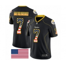 Men's Pittsburgh Steelers #7 Ben Roethlisberger Limited Black Rush USA Flag Football Jersey