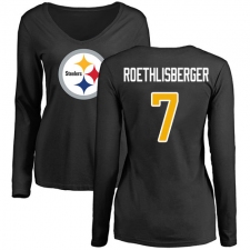 NFL Women's Nike Pittsburgh Steelers #7 Ben Roethlisberger Black Name & Number Logo Slim Fit Long Sleeve T-Shirt