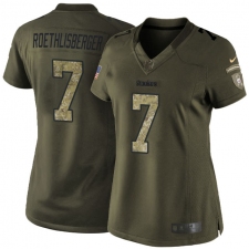 Women's Nike Pittsburgh Steelers #7 Ben Roethlisberger Elite Green Salute to Service NFL Jersey