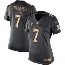 Women's Nike Pittsburgh Steelers #7 Ben Roethlisberger Limited Black/Gold Salute to Service NFL Jersey