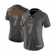 Women's Pittsburgh Steelers #7 Ben Roethlisberger Limited Gray Static Fashion Football Jersey