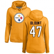 NFL Women's Nike Pittsburgh Steelers #47 Mel Blount Gold Name & Number Logo Pullover Hoodie