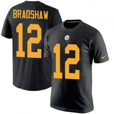 Nike Pittsburgh Steelers #12 Terry Bradshaw Black Rush Pride Name & Number T-Shirt