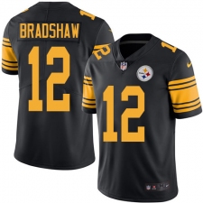 Youth Nike Pittsburgh Steelers #12 Terry Bradshaw Elite Black Rush Vapor Untouchable NFL Jersey