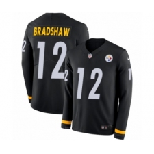Youth Nike Pittsburgh Steelers #12 Terry Bradshaw Limited Black Therma Long Sleeve NFL Jersey