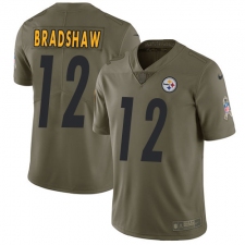Youth Nike Pittsburgh Steelers #12 Terry Bradshaw Limited Olive 2017 Salute to Service NFL Jersey