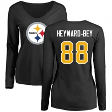 NFL Women's Nike Pittsburgh Steelers #88 Darrius Heyward-Bey Black Name & Number Logo Slim Fit Long Sleeve T-Shirt